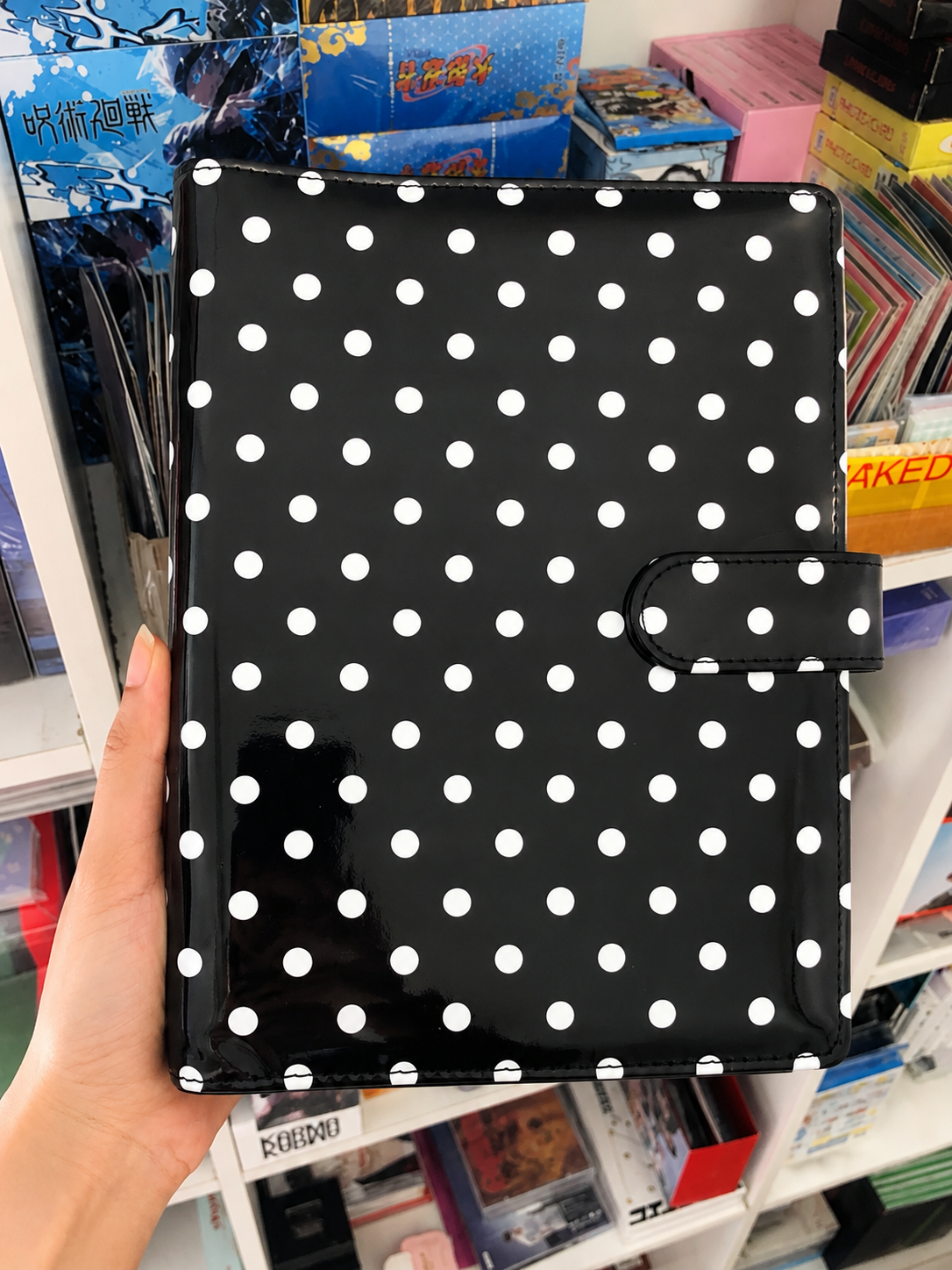 A5 Photocards Binder Black Polca Dots