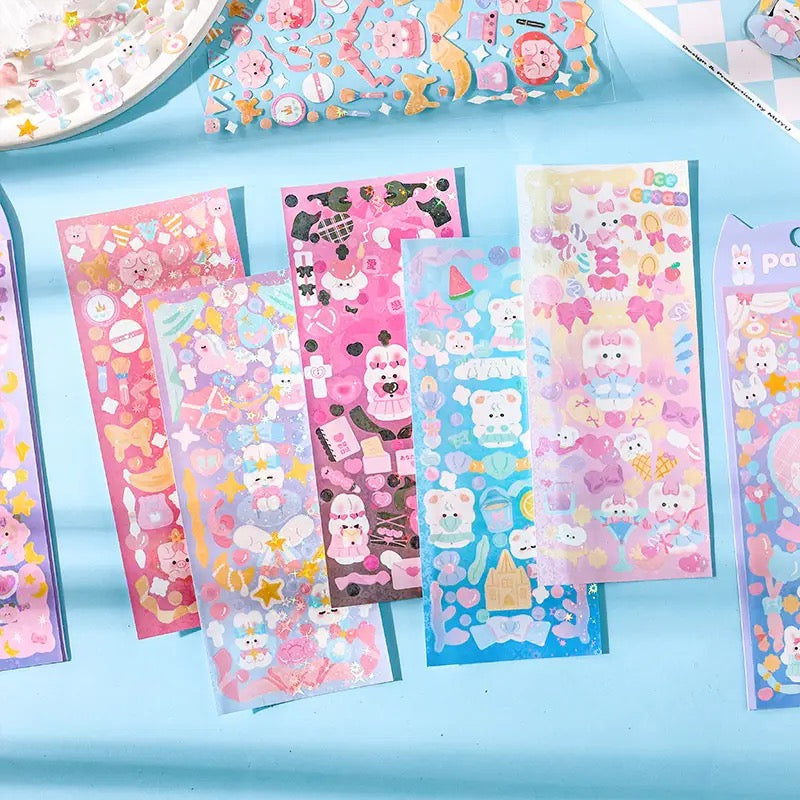 Cute Cartoon Holographic Sticker Sheets