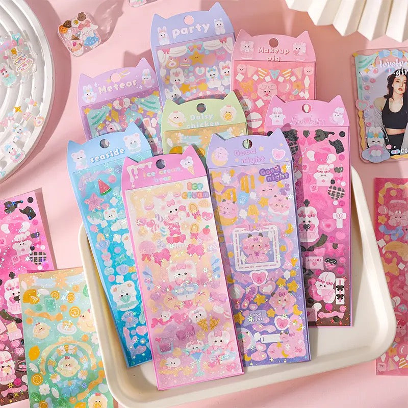 Cute Cartoon Holographic Sticker Sheets