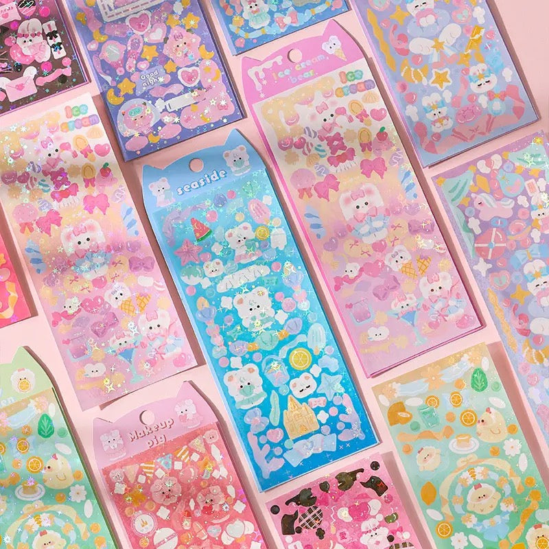 Cute Cartoon Holographic Sticker Sheets