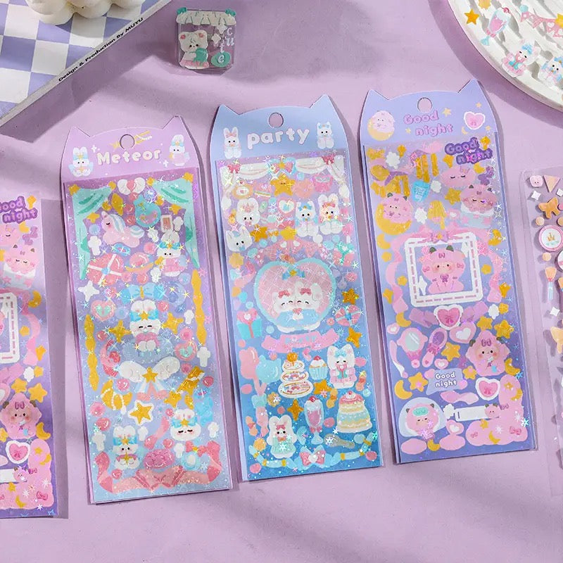 Cute Cartoon Holographic Sticker Sheets