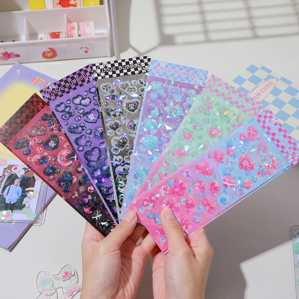 Love Bubble Holographic Sticker Sheets