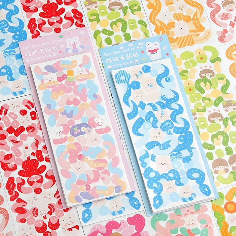 Holographic Pastel Colors Ribbon Deco Stickers (12 sheets)