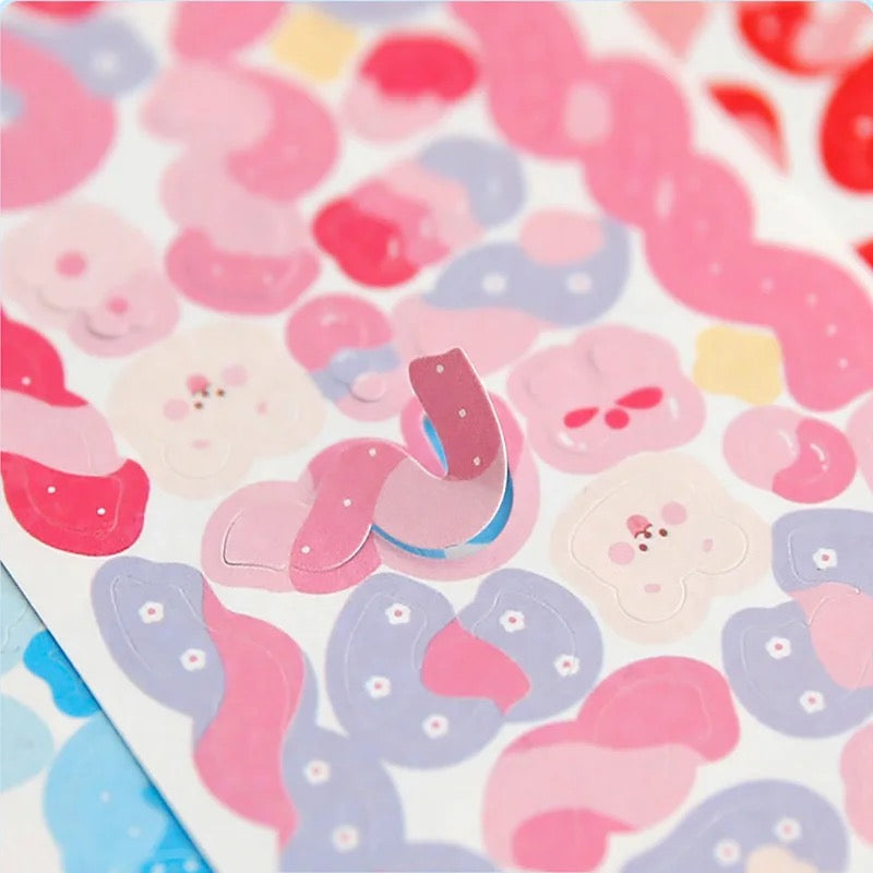 Holographic Pastel Colors Ribbon Deco Stickers (12 sheets)