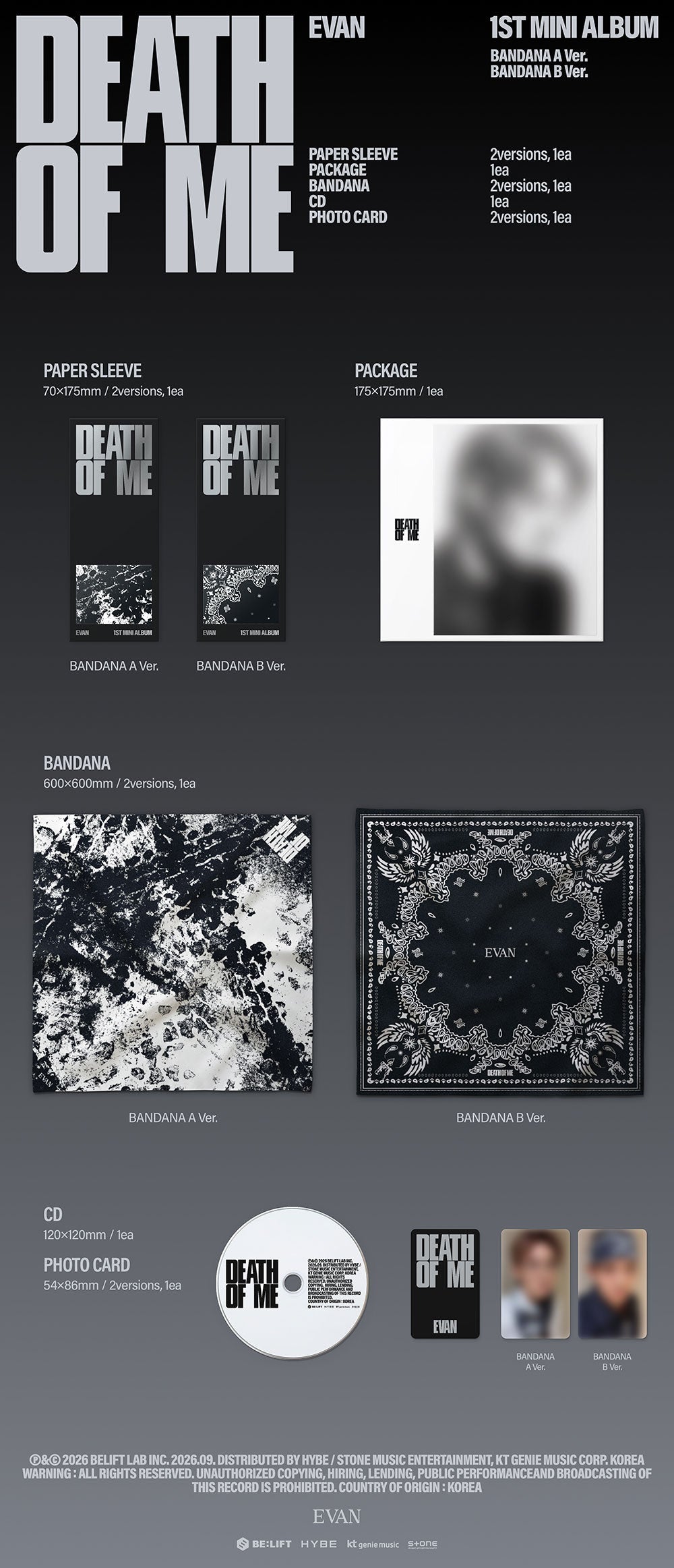 PREORDER EVAN - DEATH OF ME OFFICIAL ALBUM WITH WEVERSE GIFT