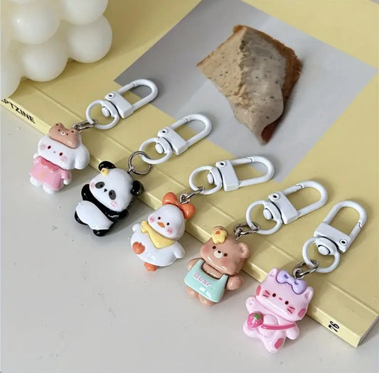Kawaii Animal charm keyring set (5 pcs)