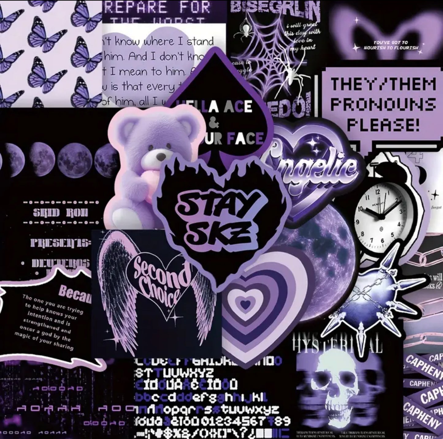 Purple Y2K Stickers (40 pcs)
