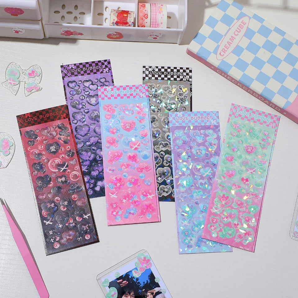 Love Bubble Holographic Sticker Sheets