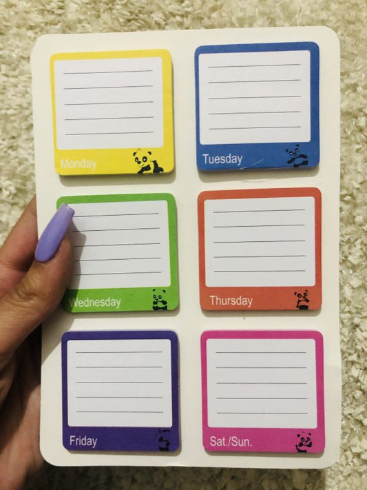 Panda week days Memo Pad