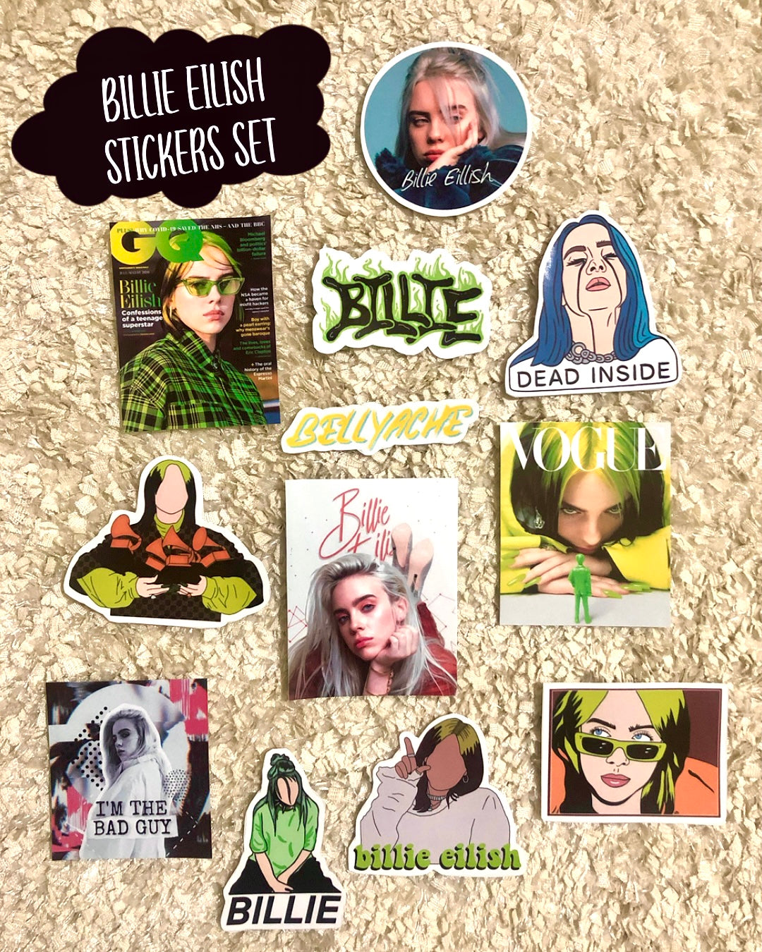 Billie Eilish Stickers 12 Stickers Thepenguinpal Billie Eilish Stickers 12 Stickers Thepenguinpal