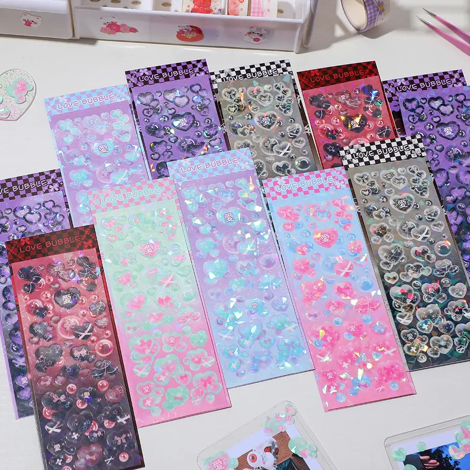 Love Bubble Holographic Sticker Sheets