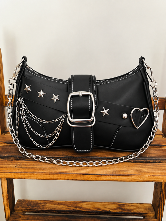 Y2K Style Black Heart Bag
