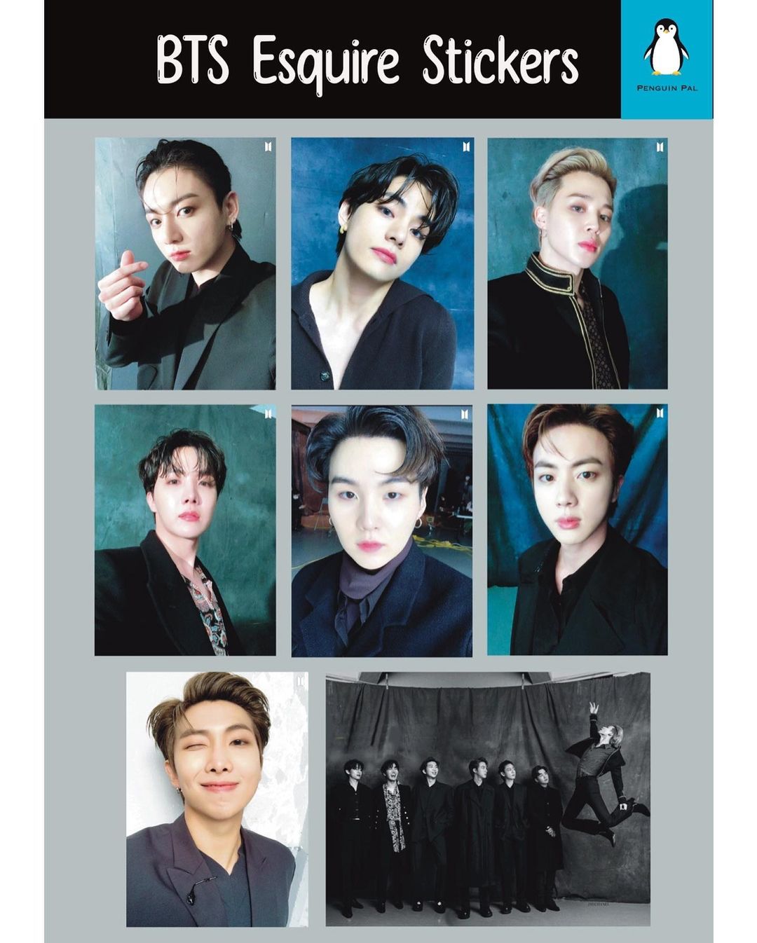 BTS uncut sticker sheet Set (4 pcs)