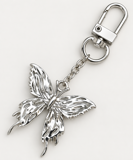 Y2K Silver Butterfly Keyring