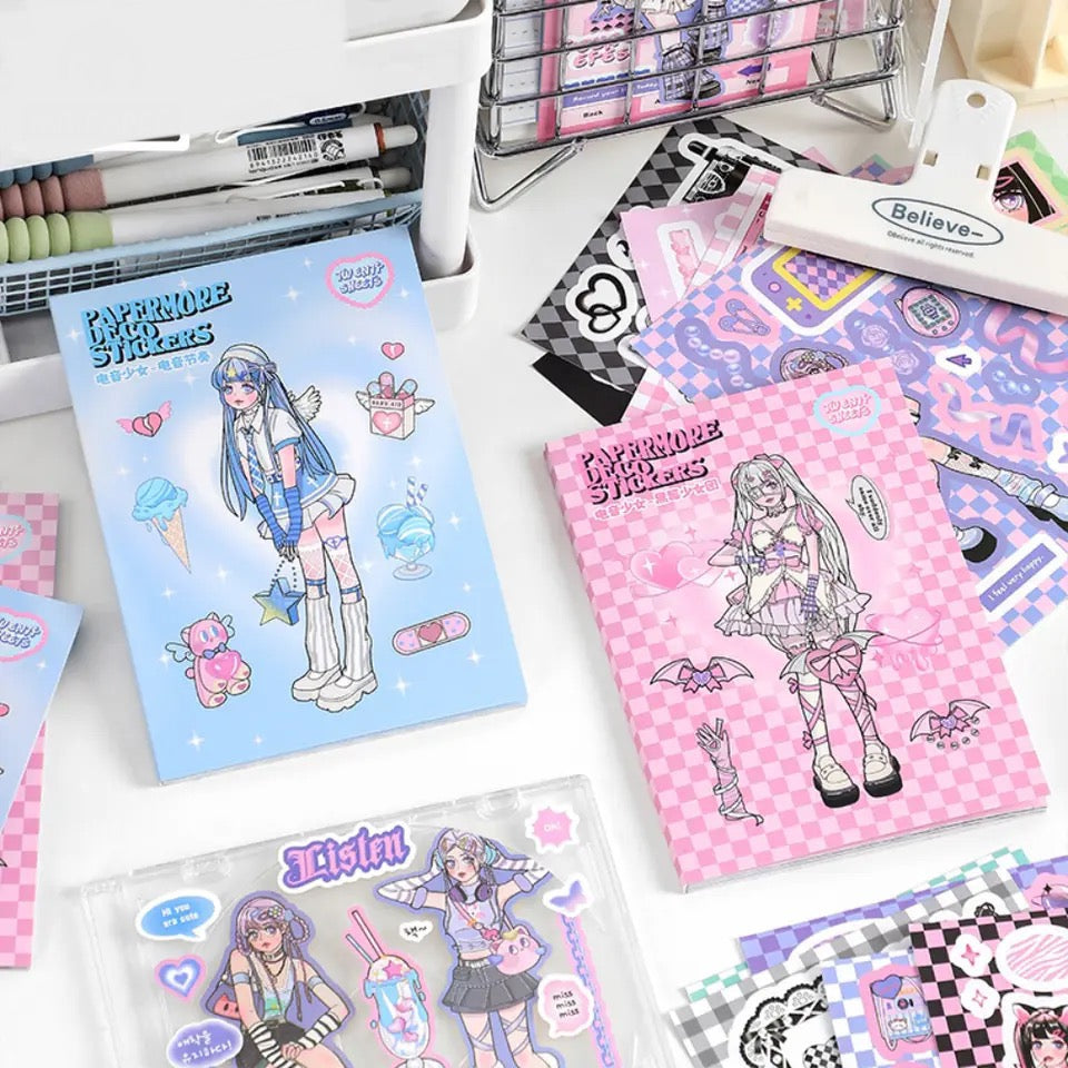 Angel-Devil Kawaii Sticker Book (20 Sheets)