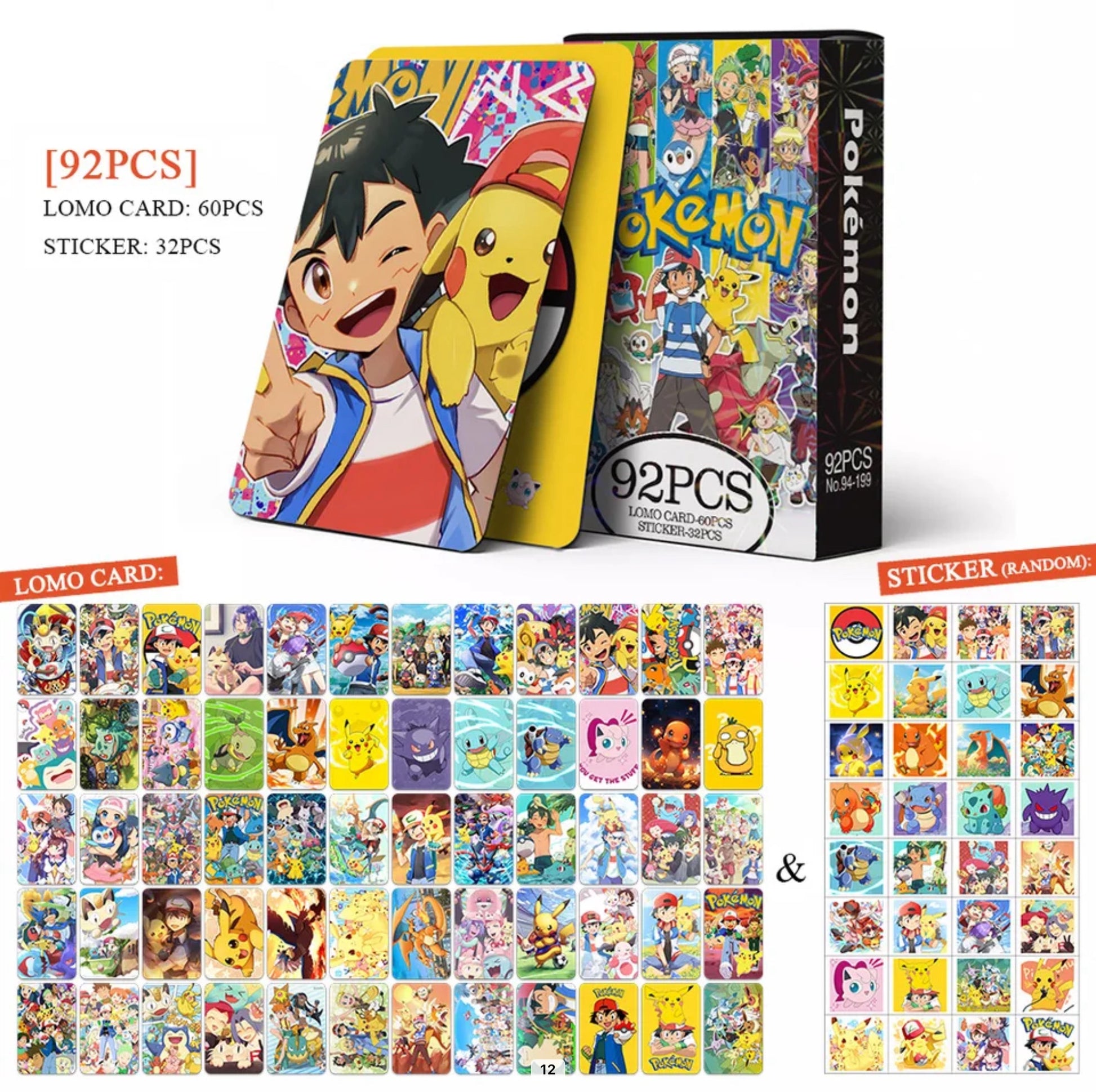 two sided pokemon cards Pokemon Double Sided Lomocards + Stickers (92 pcs) – thepenguinpal