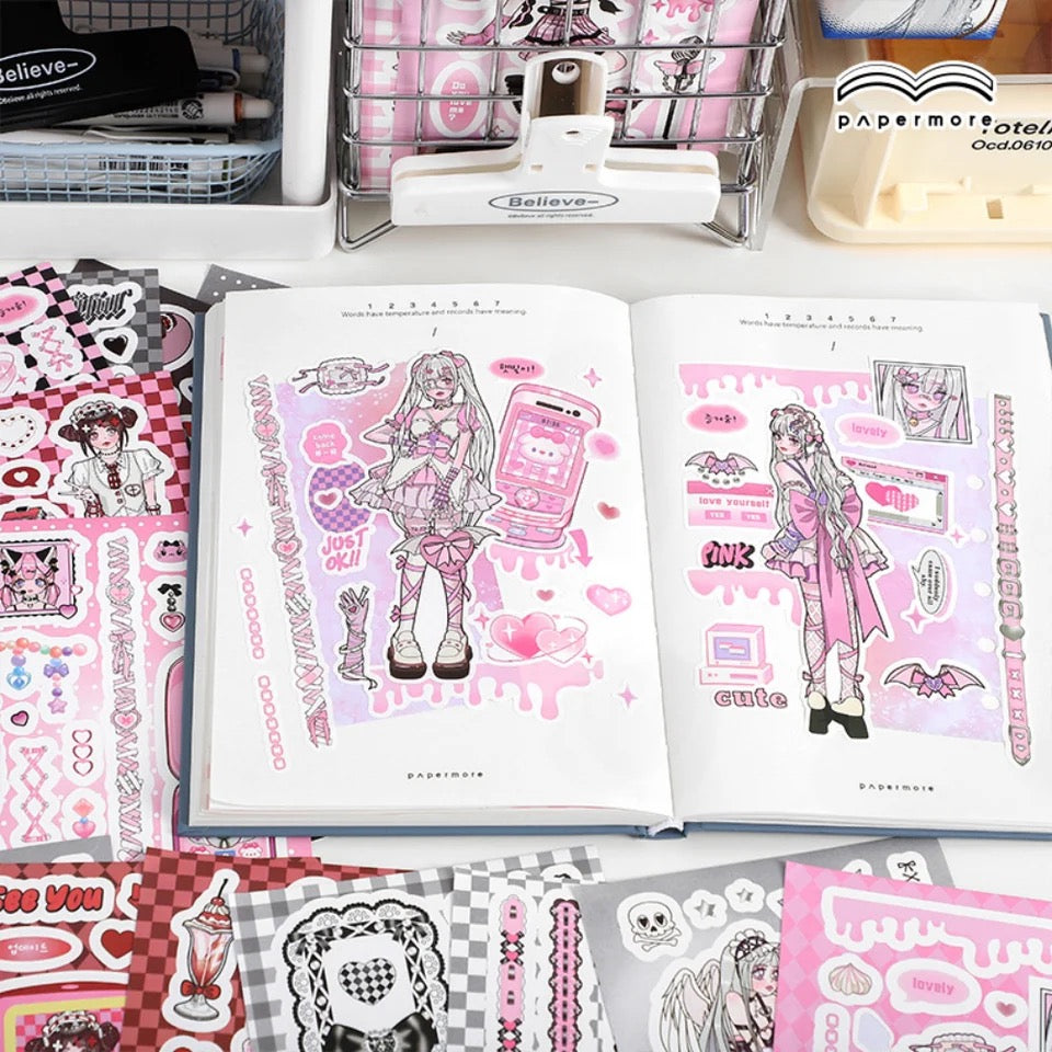 Angel-Devil Kawaii Sticker Book (20 Sheets)