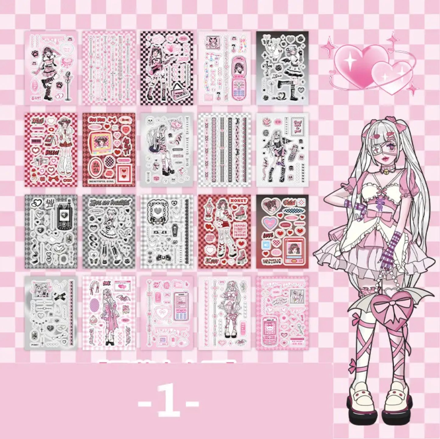 Angel-Devil Kawaii Sticker Book (20 Sheets)