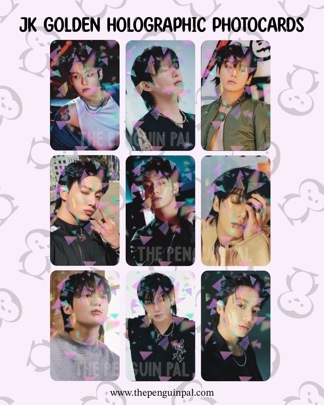Jungkook Golden holographic Photocards (9 pcs)