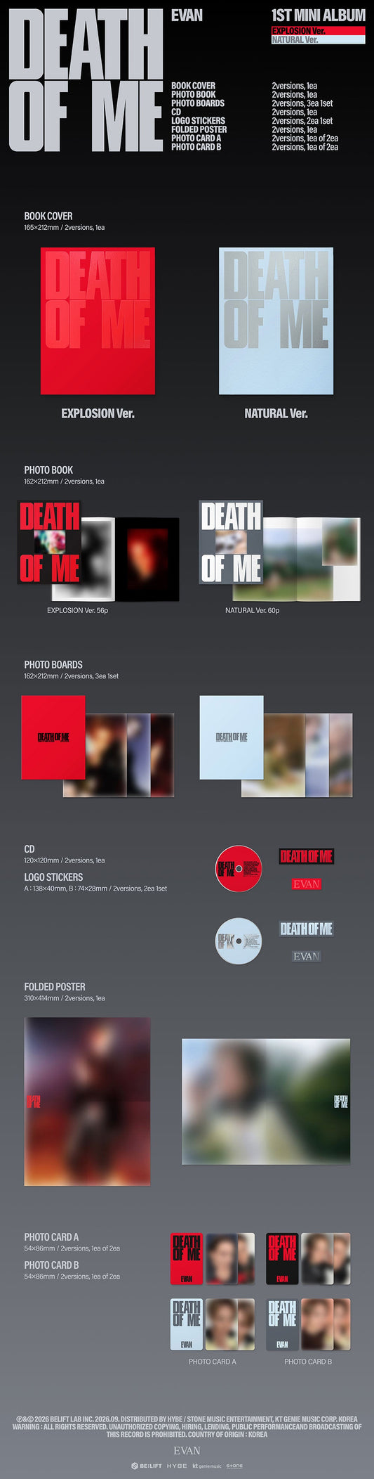 PREORDER EVAN - DEATH OF ME OFFICIAL ALBUM WITH WEVERSE GIFT