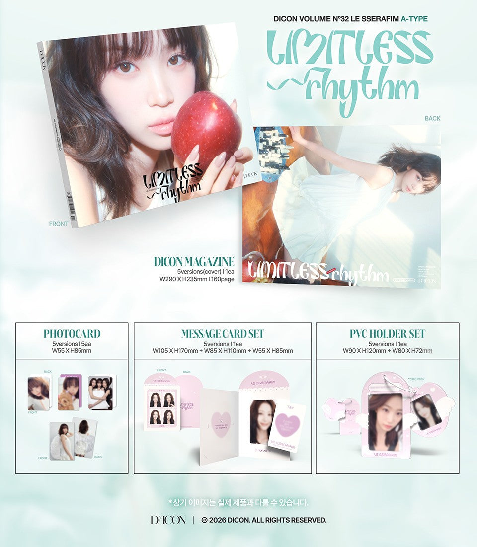 PREORDER LE SSERAFIM -OFFICIAL DICON VOLUME N32 LIMITLESS RHYTHM WITH DICON GIFT