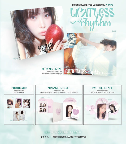 PREORDER LE SSERAFIM -OFFICIAL DICON VOLUME N32 LIMITLESS RHYTHM WITH DICON GIFT