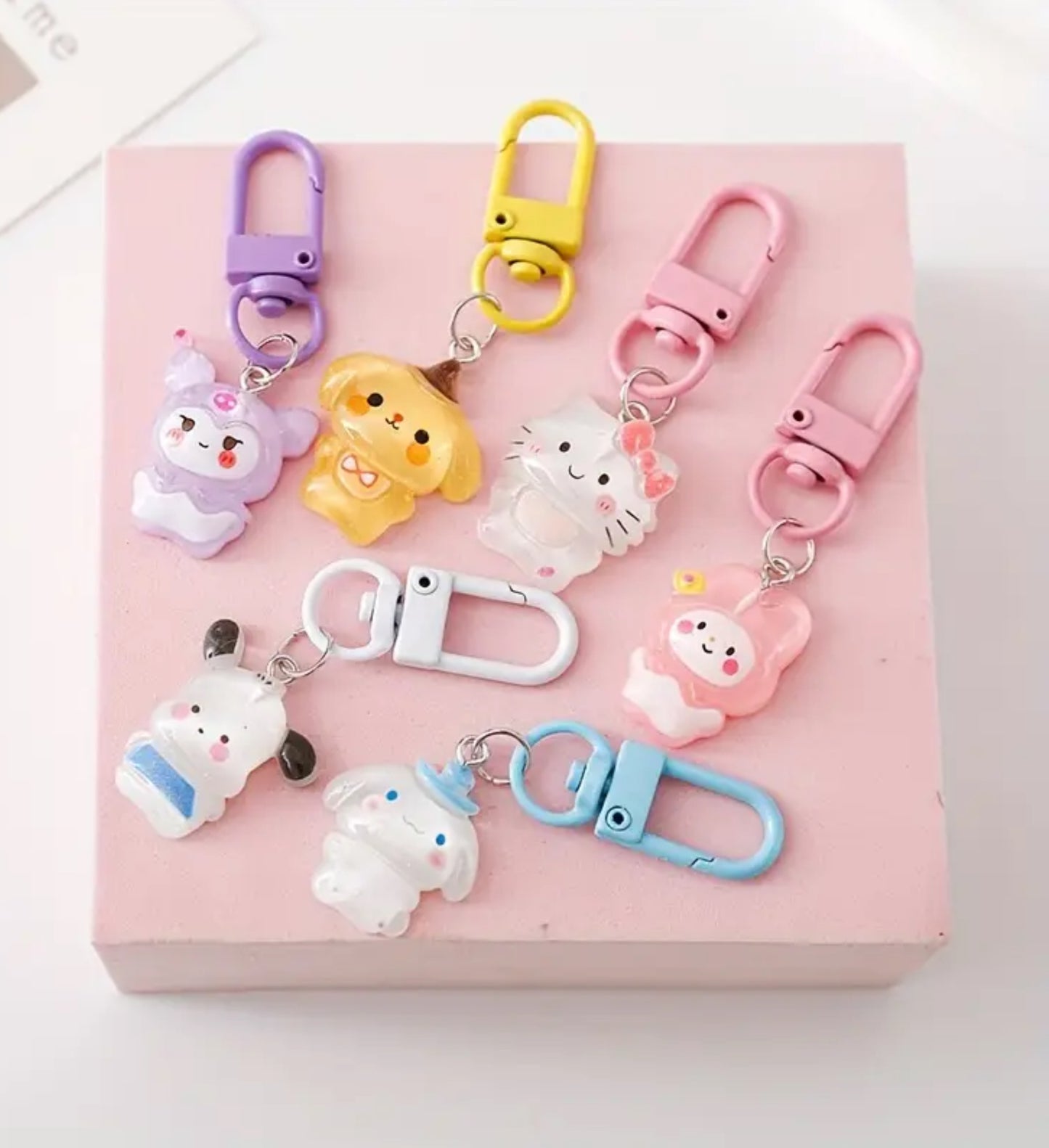 Sanrio charm glitter keyring set (5 pcs)