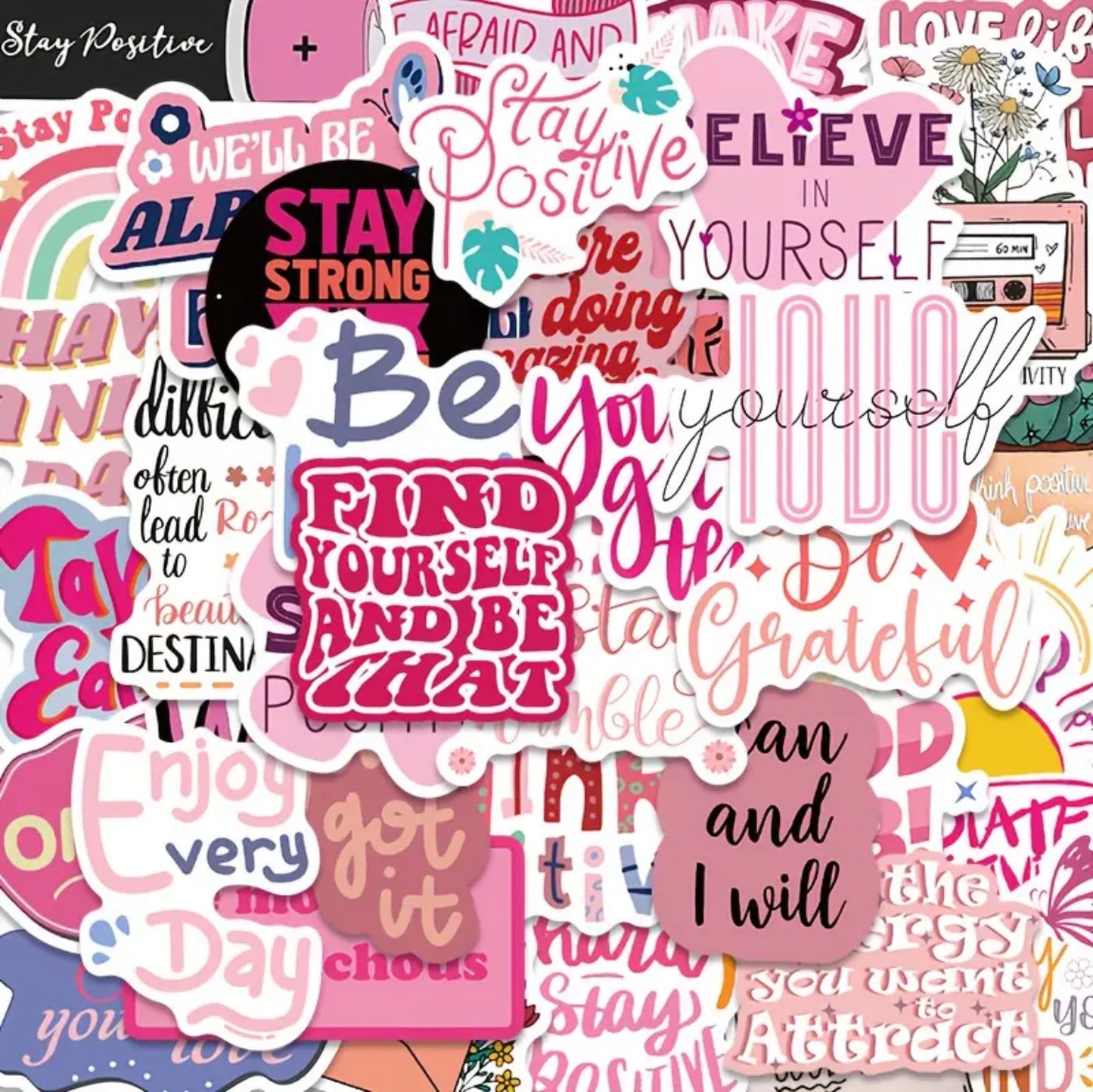 Pink Quote Stickers (50pcs)